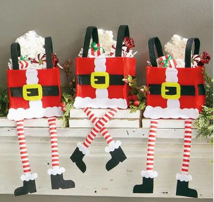 

Рождественская подвесная Подарочная сумка для ног, квадратная Длинная нога, украшение для елки, Рождественское украшение для дома, Рождественский подарок