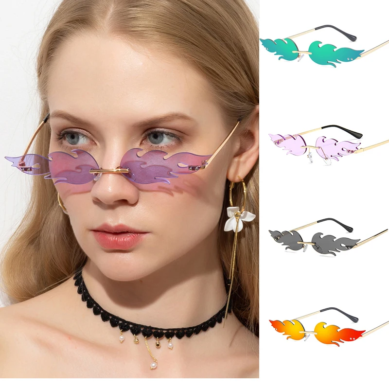 

Steampunk Fire Flame Sunglasses Women Luxury Brand Designer Sun Glasses Female Metal Small Pink Purple Mirror Vintage Eyewear