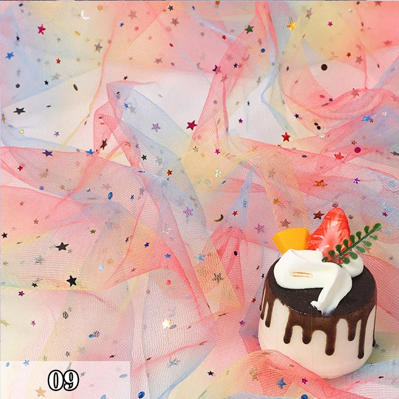 2/4/6 ярдов цветная Радужная сетчатая ткань с градиентом радужная Тюлевая для