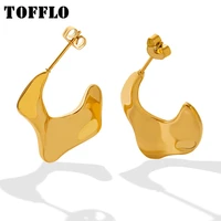 tofflo stainless steel jewelry geometric irregular twisted earrings female fashion earrings bsf633