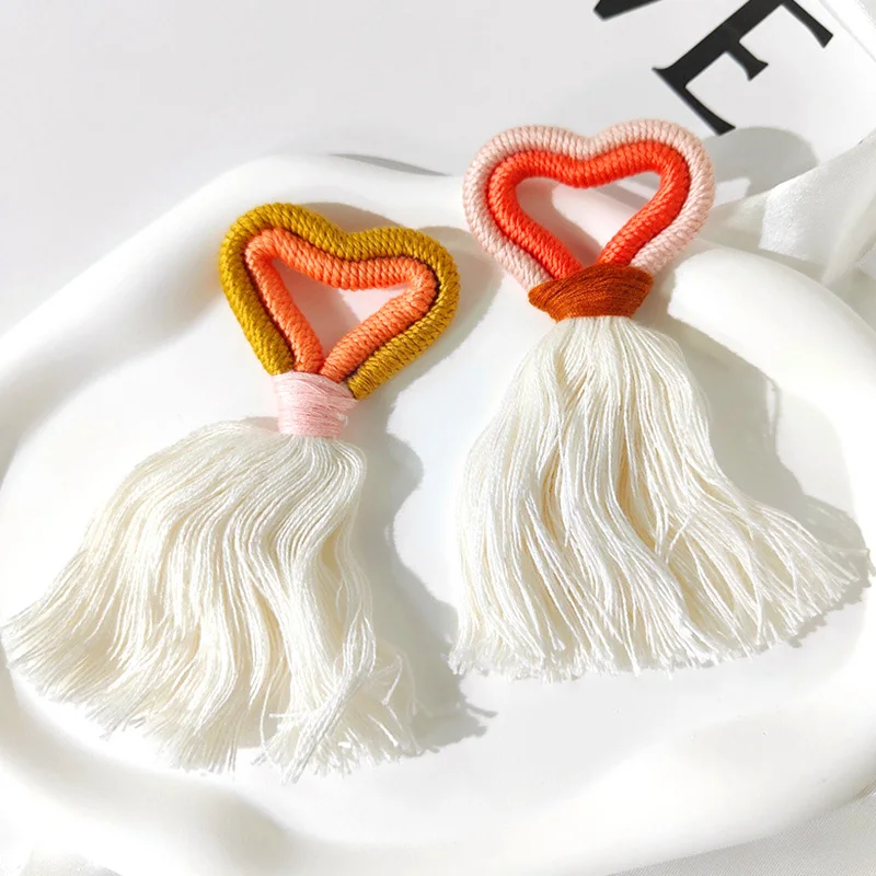 1PC Love Tassel Pendant Cotton Rope Clothing Couple Accessories Handwoven Keychain DIY Car Decoration Gift Jewelry Accessories