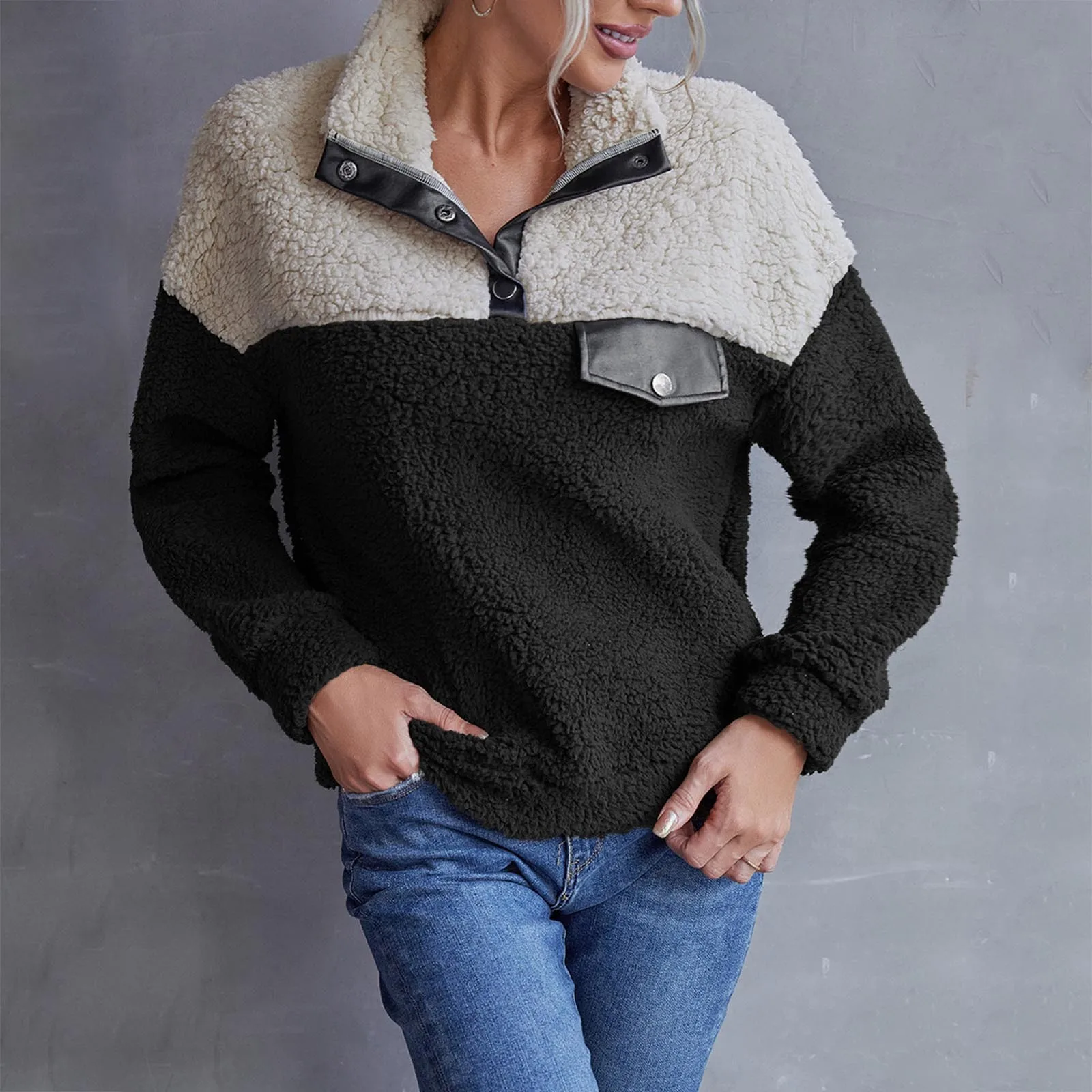 

Женская модная толстовка из искусственного флиса пуловер с пуговицами женский флисовый с длинным рукавом Алабама куртка на молнии Верхняя ...