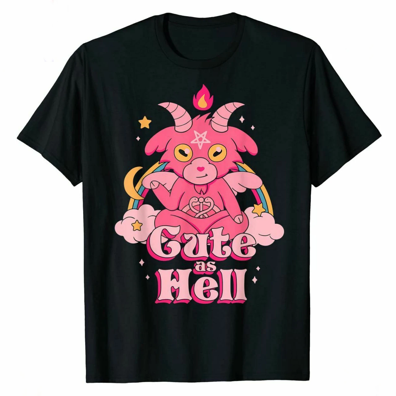 

Baphomet Satan Goth Lucifer Funny Satanic Goat Cute As Hell Mens T-Shirt. Summer Cotton Short Sleeve O-Neck Unisex T Shirt New