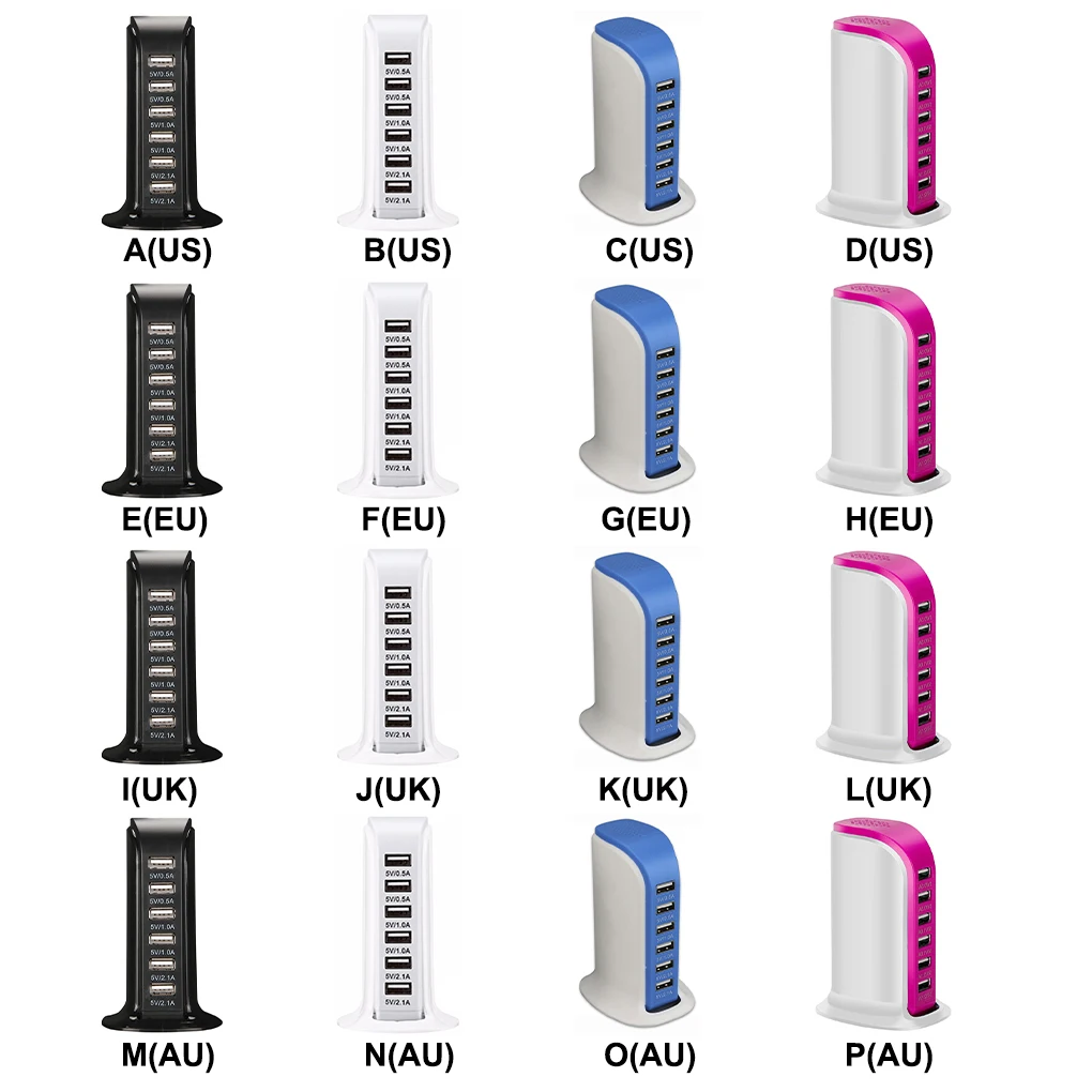 

6-Port USB Chargers Charging Station Connectors Extension Sockets