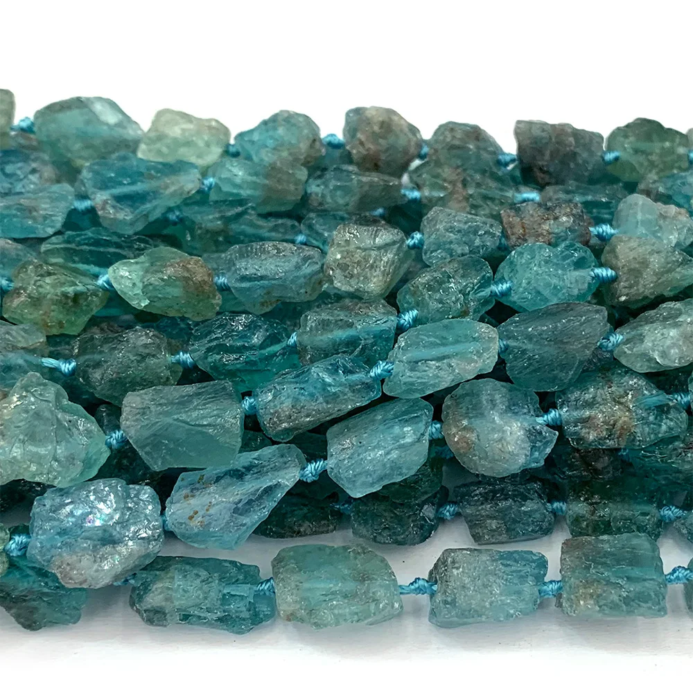 

Veemake Natural Green Blue Fluorapatite Raw Mineral Nugget Free Form Loose Rough Matte Beads Jewelry Design Making Gemstones