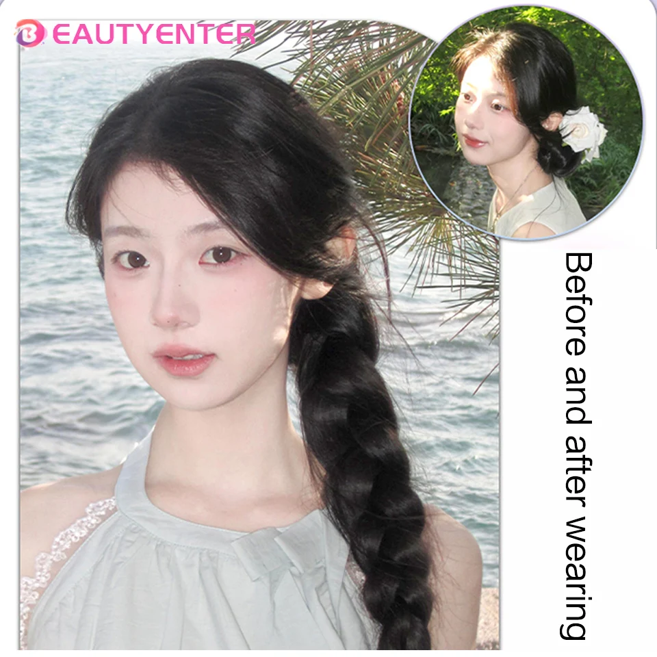 Красивые синтетические плетеные удлинители волос для конского хвоста с