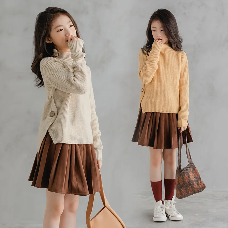 YourSeason Teen Girls Turtleneck Sweater 2021 Autumn Spring Children Fashion Thickened Knit Tops Girl Kids Warm Clothes |
