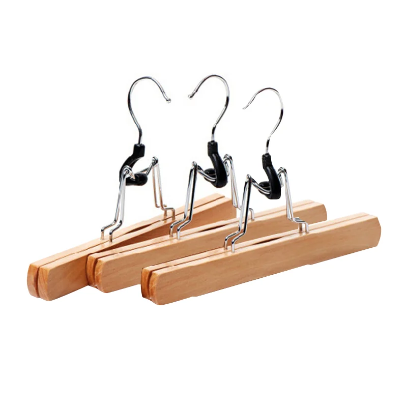 

3 Pcs Natural Wood Pants Hangers Skirt Hangers Clips Slack Hanger