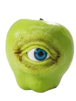 the all seeing fruit resin horror sculpture simulation lemon apple human hand with eyes creative statue desktop home accessories