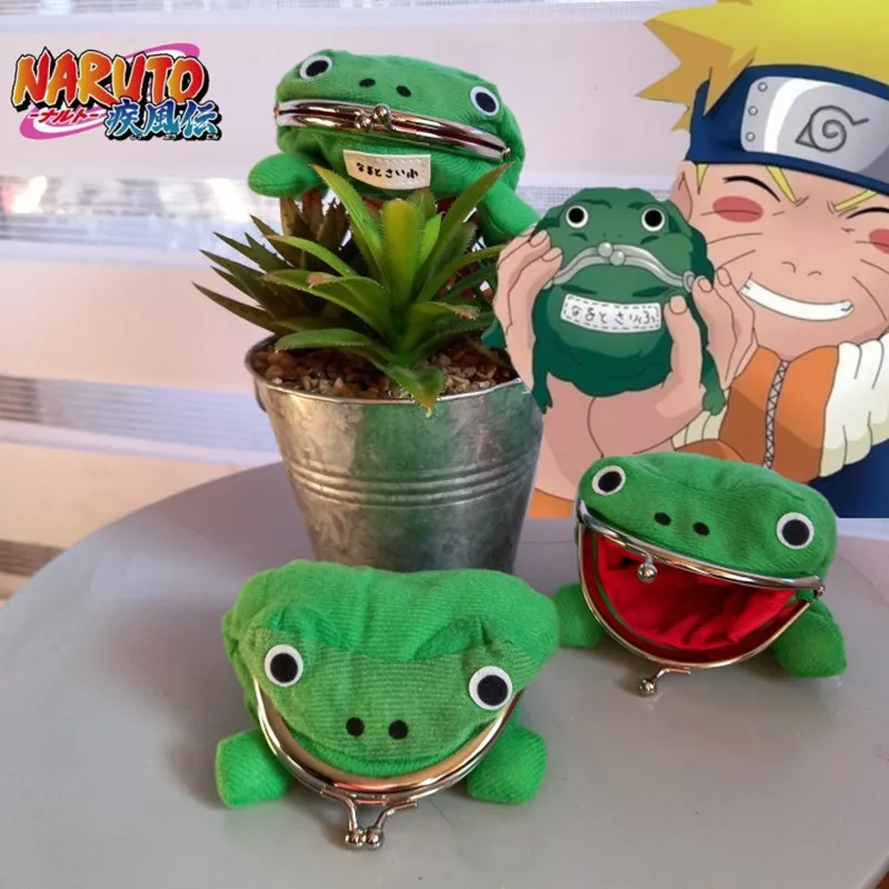 Hot Anime Naruto Frog Wallet Coin Purse KeyChain Kawaii Plush Toys Adorable Cartoon Cosplay Figure Women Bag Accessories Gift