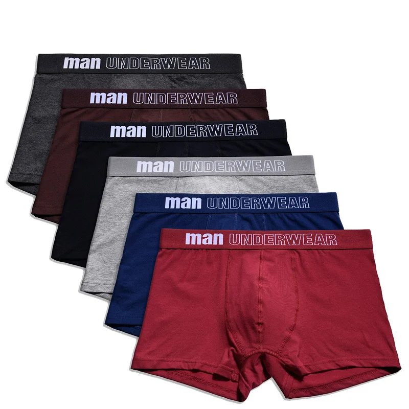 6pcs/lot Men's Boxershort 100% Cotton Male Panties Brand Breathable Solid Soft Shorts Boxer Pure Underpants Male Vetement Homme