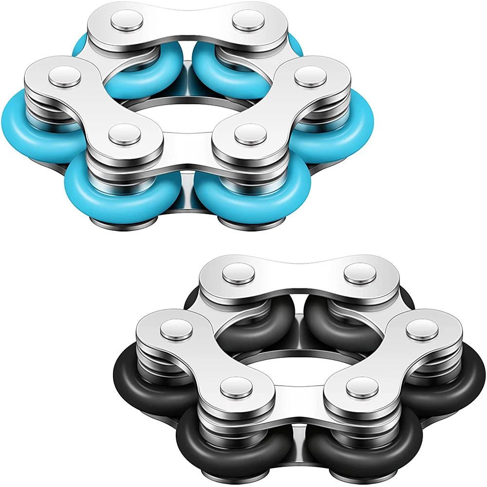 

Six Roller Chain Fidget Toy Bike Chain Shape Flippy Fingertips Roller Anti-stress Toy for Adults Teens Child Metal Spinner Gifts