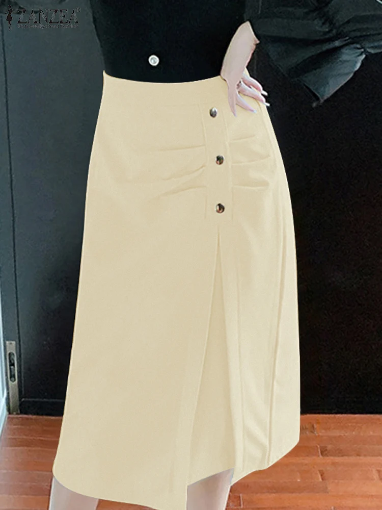 Юбка-карандаш ZANZEA Женская до колен, Модная элегантная офисная юбка с высокой талией, оборками, лето 2023