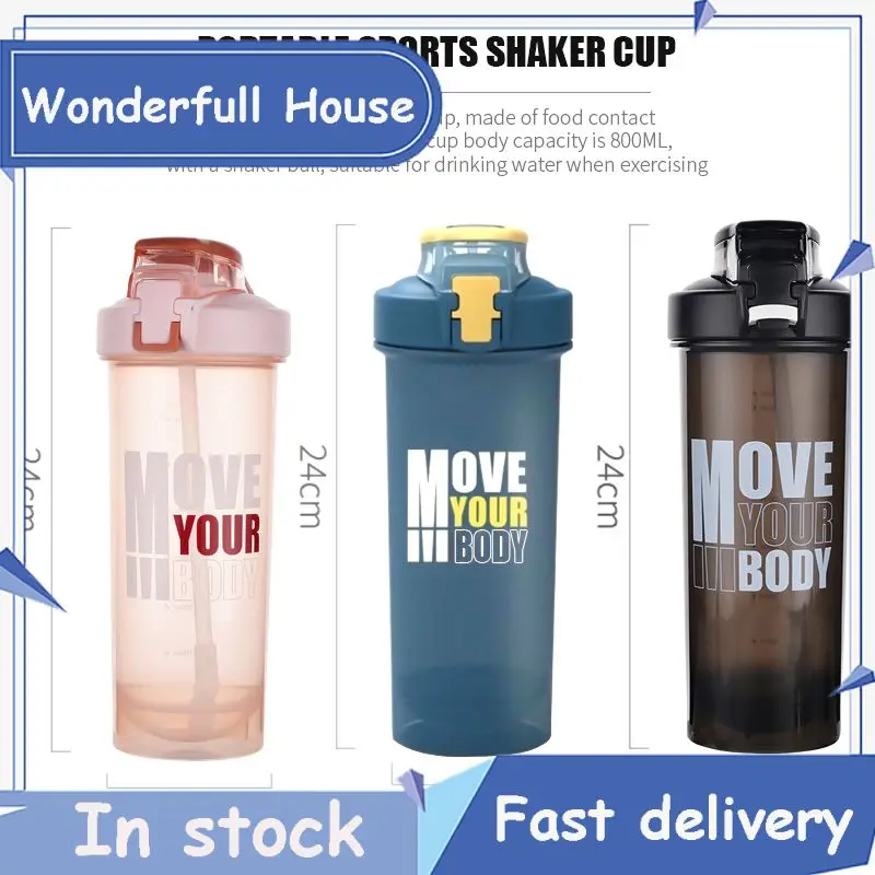 

Fitness Milkshake Cup 800ml Shake Cup With Straw Sealing Water Bottle Protein Powder Shake Cup Wholesale Hot New Portable Large