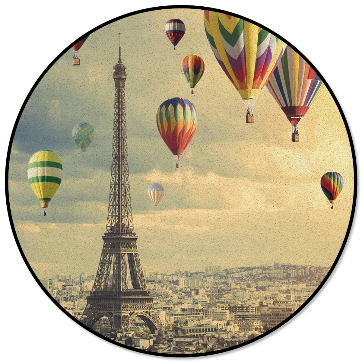 

Эйфелева Башня воздушный шар Париж Франция Европа ковры и ковры для дома гостиная круглый ковер для детской комнаты нескользящий