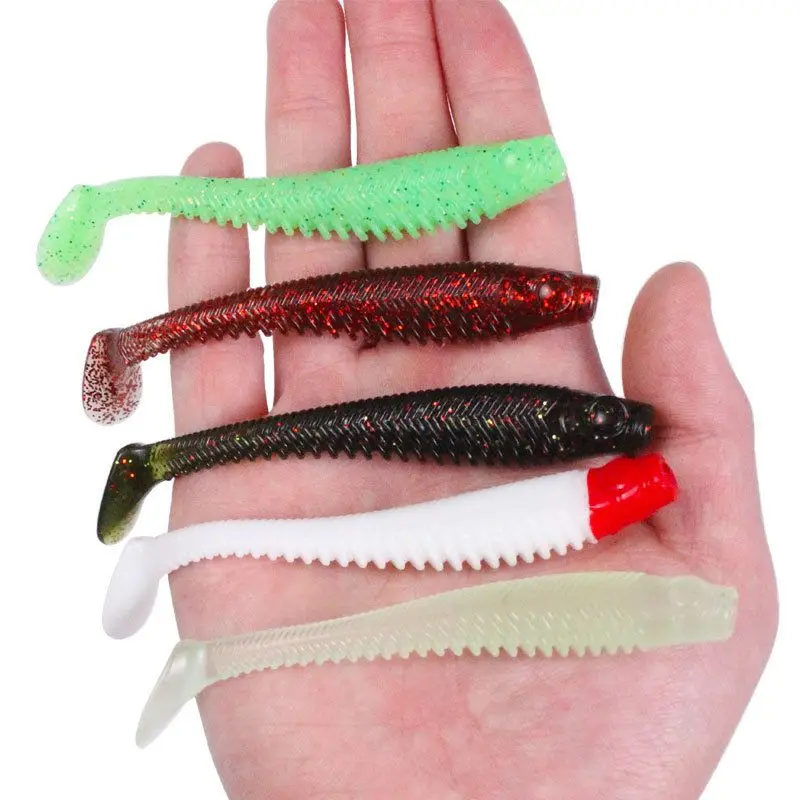 

5pcs/lot Soft Lures 10cm 5.7g Sinking T Tail Fishing Soft Baits Fake Leurre Shad Artificial Silicone Wobblers For Bass Pike