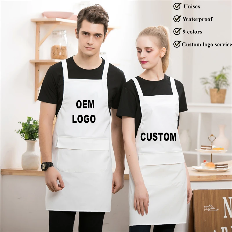 

Shoulder Strap Drawing Apron for Students Teachers Haircutting Nail Beauty Apron Repairing BBQ Pizza Restaurant Chef Bib Custom