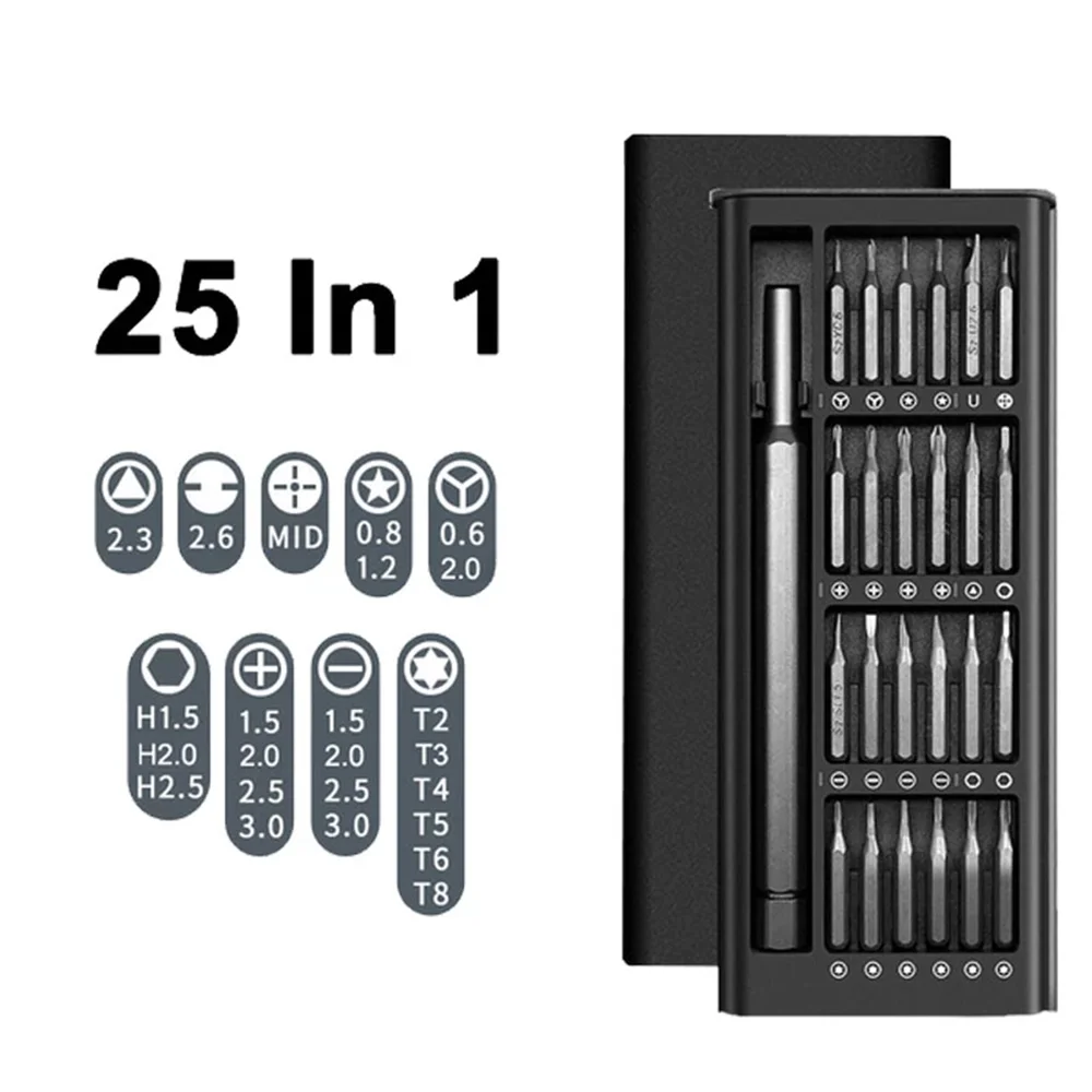 

25 In 1 Screwdriver Kit Magnetic Bits Phillips Torx Hex Precision DIY Dismountable Mini Tool Case for Smart Home PC Phone Repair