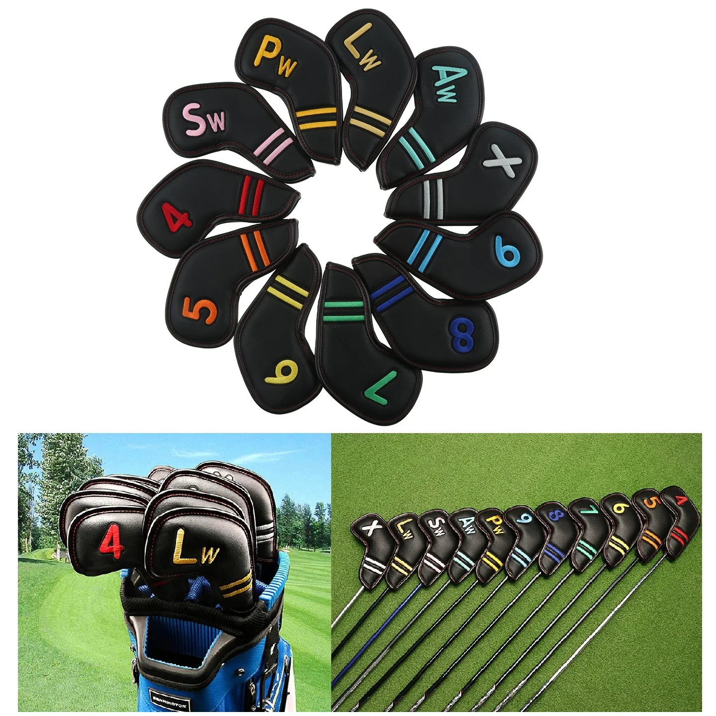 Headcovers 4/5/6/7/8/9/pw/aw/sw/lw/x),waterproof Pu Leather Iron Head Cover Protector Club Case Kit