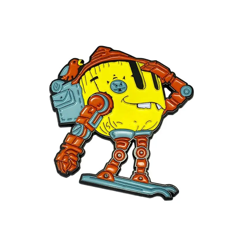 

Custom Cute cool kwaii figure pattern Lapel Pin yellow and red and blue black nickel soft enamel Badge For Gift