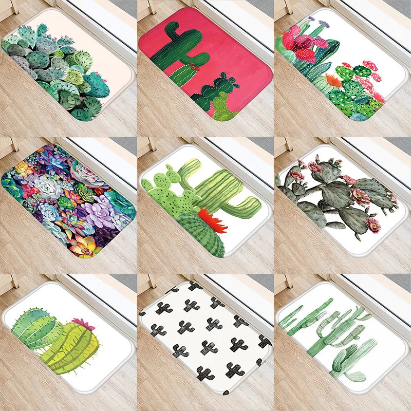 

Cactus Printed Kitchen Mats Anti-slip Gift Love Heart Modern Living Room Balcony Bathroom Carpet Doormats In The Hallway 48261