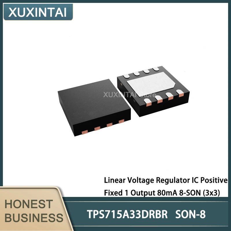 

10Pcs/Lot TPS715A33DRBR TPS715A33 Linear Voltage Regulator IC Positive Fixed 1 Output 80mA 8-SON (3x3)