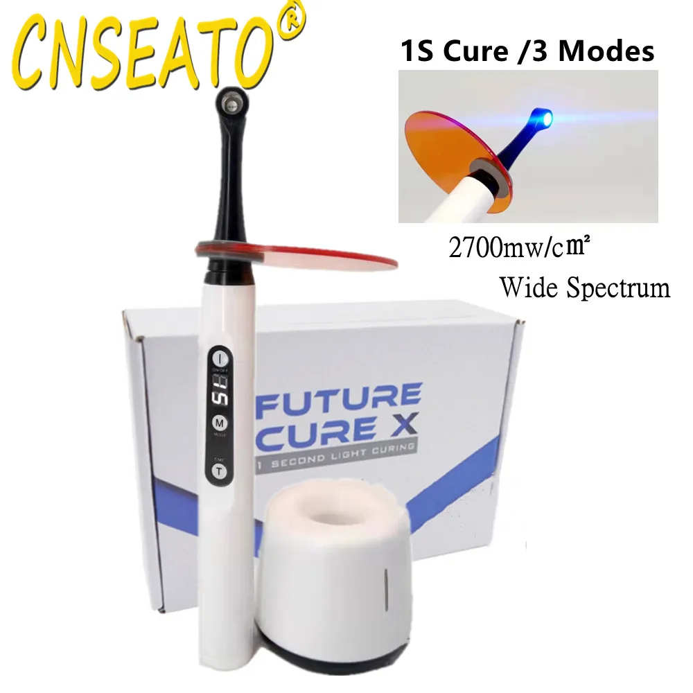 

Dental LED Curing Light Lamp Photopolymerizer 1 Second Cure Resin Wide Spectrum Wireless Dentistry Equipment 2700 MW/CM² 3 Modes