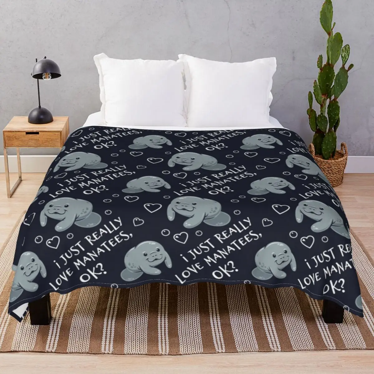 I Just Really Love Manatees Blankets Flannel Summer Ultra-Soft Unisex Throw Blanket for Bedding Home Couch Camp Office