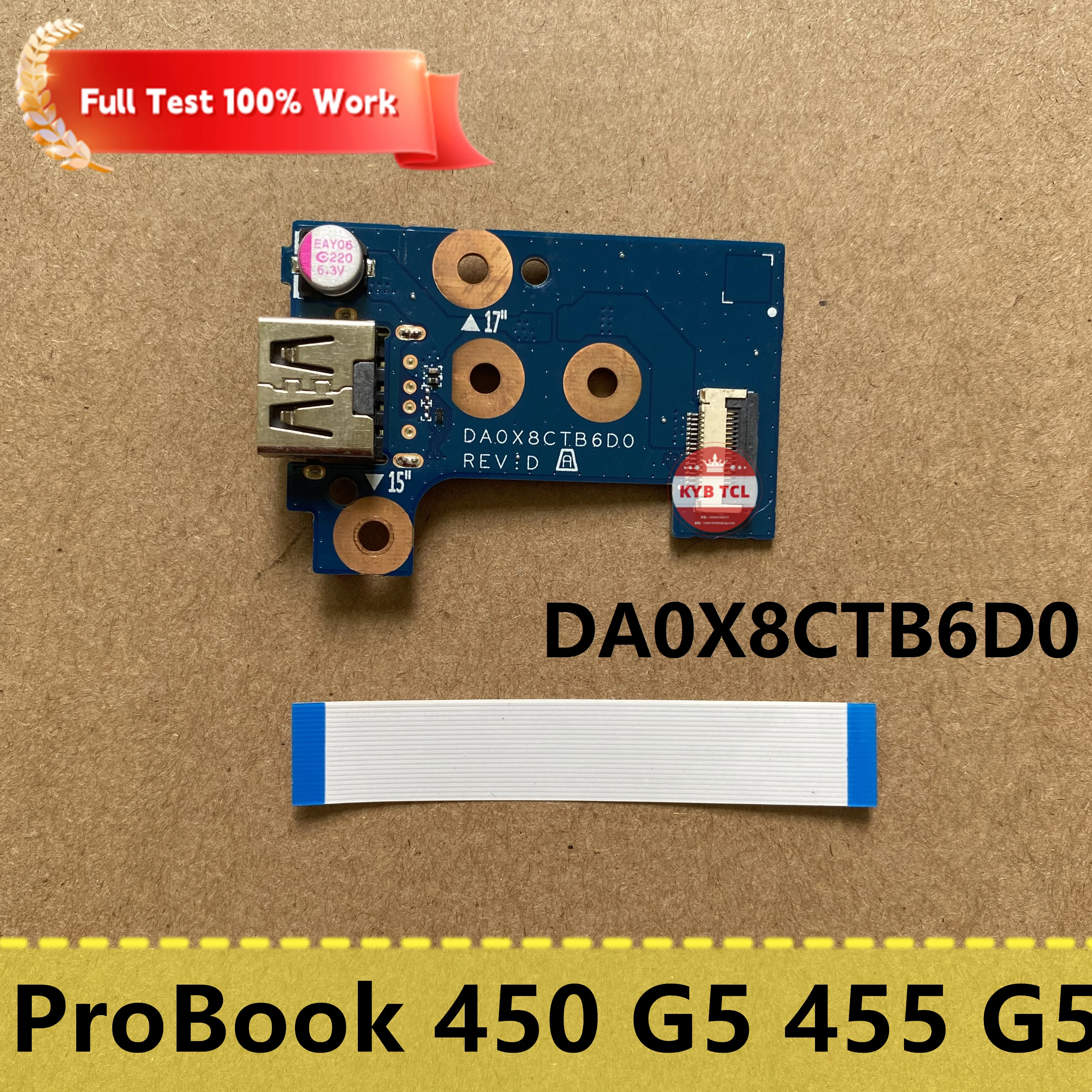 

For HP ProBook 450 G5 455 G5 Series DA0X8CTB6D0 X8C Genuine Laptop USB IO Board w/ Cable Notebook