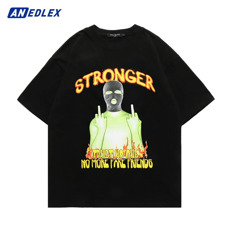 

Hip Hop Streetwear T-Shirt Masked Men Letter Print T Shirt 2022 Men Harajuku Cotton Tshirt Summer Short Sleeve Tops Tees Black