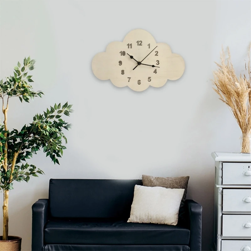 Настенные часы с бесшумной работой облачный дизайн для детей и украшение дома D2RD