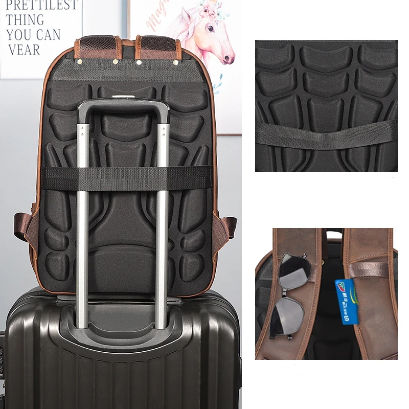 Винтажный роскошный кожаный рюкзак Crazy Horse для мужчин с USB-зарядкой ноутбука 15 6