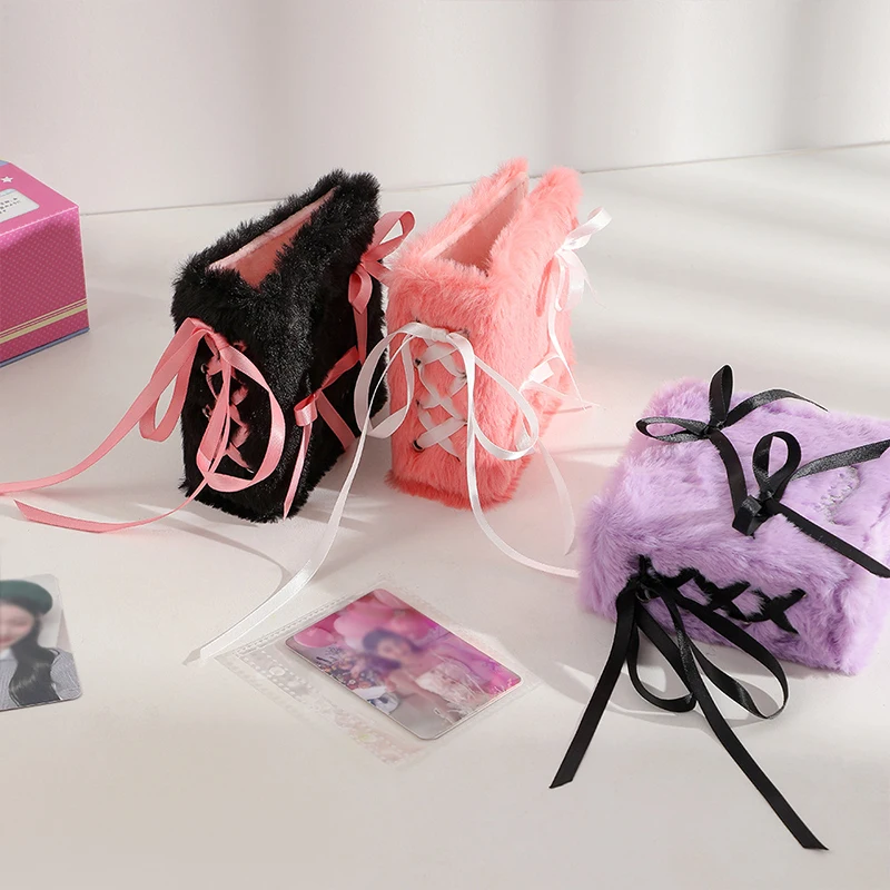 Лента с бантом плюшевый фотоальбом переплет для фотокарточек Kpop Idol Card Collect Book