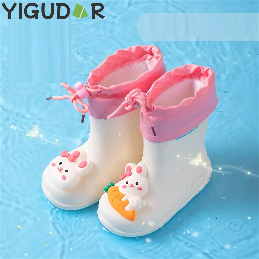

New 3D Cartoon Cute Bunny Duckling Kids Rain Boots for Baby Boys Four Seasons New 2023 Versatile Cute Simple Girl Water Boots