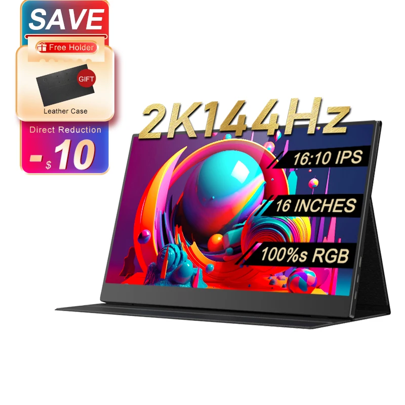 Игровой портативный монитор, 16 дюймов, 2K, 144 Гц, 100% s, RGB, HDR, IPS