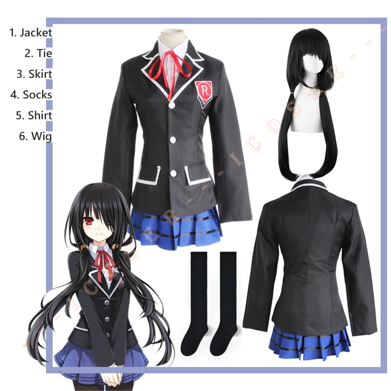 

Anime Date a Live Tokisaki Kurumi Cosplay High School JK Uniform Tobiichi Origami Yatogami Tooka Itsuka Kotori Girls Skirt Set