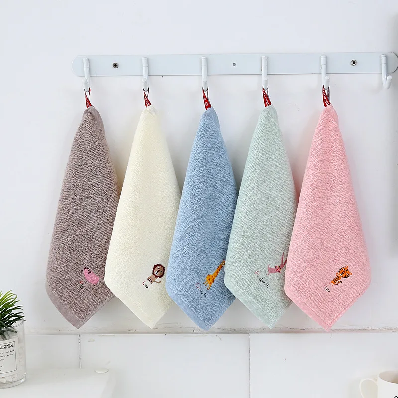 

5 Household Embroidery Absorbent Cleaning Face Towels Cotton Bathroom Cute Pure Supplies Cartoon Super Pcs 25*25cm Towel Animal