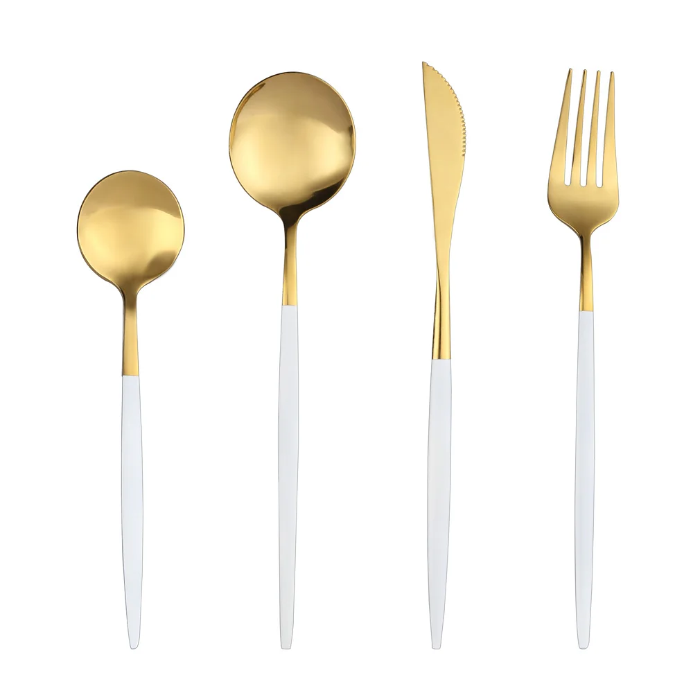 

4-Piece Stainless Steel Cutlery Set White/Gold
