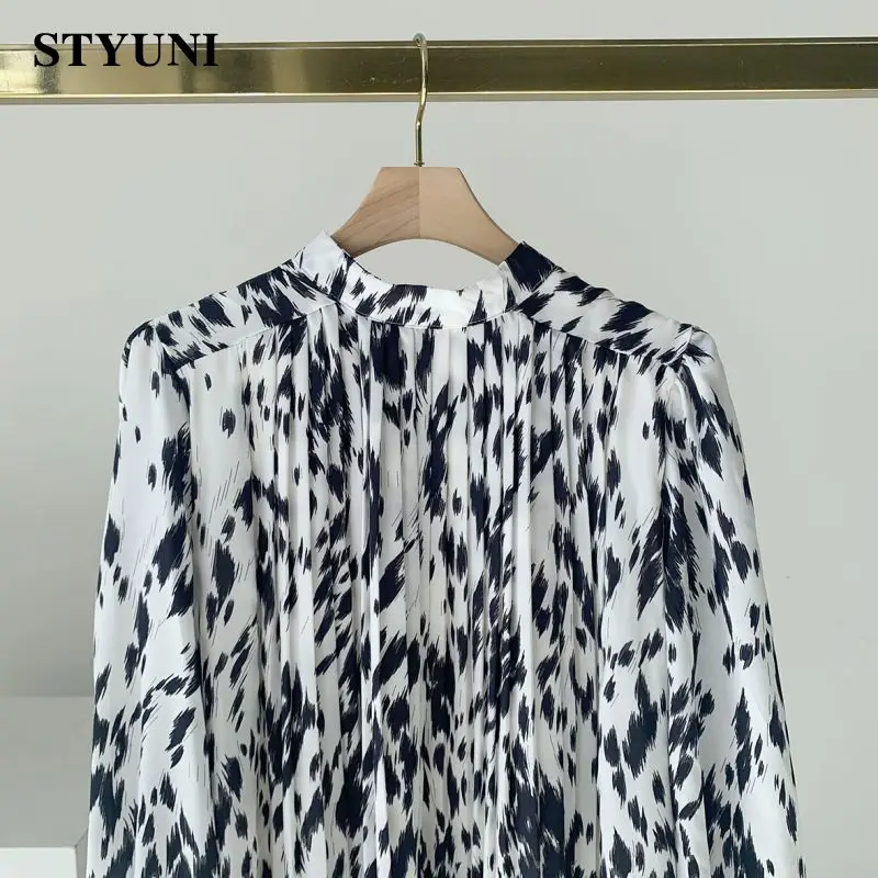 Женское шифоновое платье с винтажным принтом весеннее Плиссированное