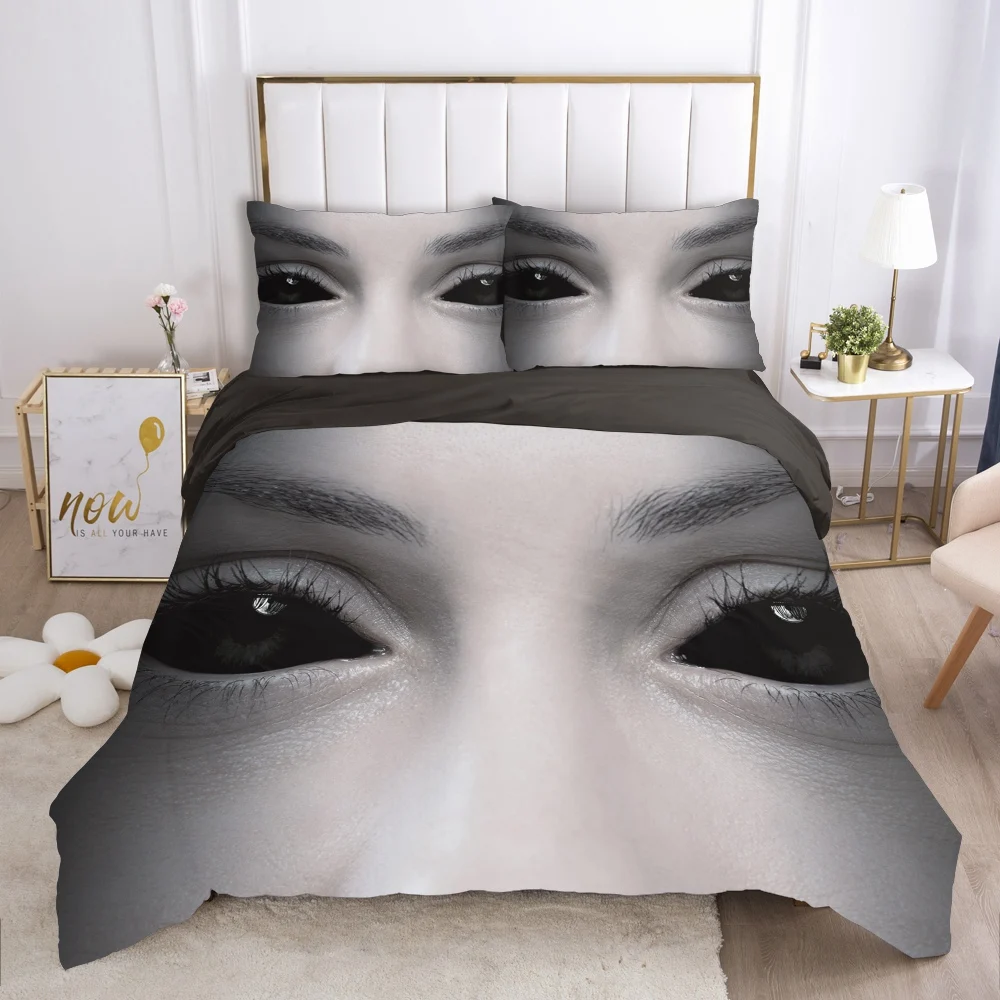 

Комплект постельного белья с ужасными глазами гримаса, пододеяльник с мультяшным рисунком на Хэллоуин, король, королева, для детей, для маль...