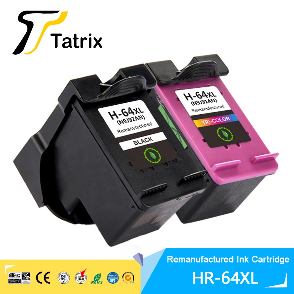 

Черные восстановленные картриджи Tatrix 64 XL 64XL для струйного принтера HP Envy Photo 6252 6255 7158/7164