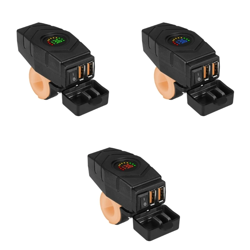 

Motorcycles Phone Double USB Adapter with Voltmeter & ON/Off Button Quick Charge3.0 USB Waterproof