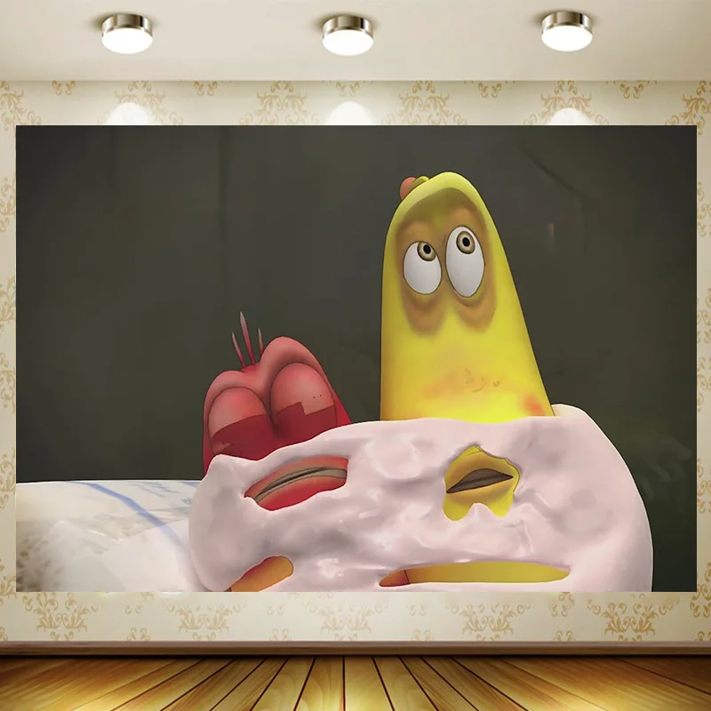 Детский фон для фотосъемки с изображением лиственницы забавного червя