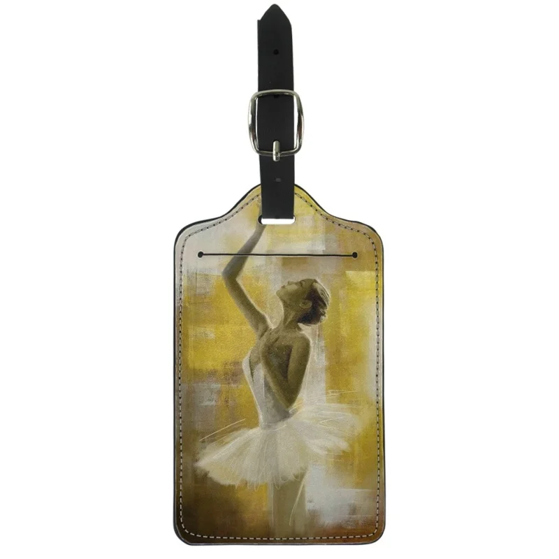 

Twoheartsgirl Ballet Girl Painting Luggage PU Tag Resealable Suitcase ID Address Holder Anti-lost Trolly Case Identifier Label