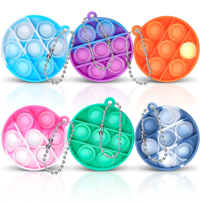 6Pcs Mini Popping Push Fidget Toy Pack Keychain Fidget Toy Anti-Anxiety Stress Relief Hand Toys Set for Kids Adults Gifts