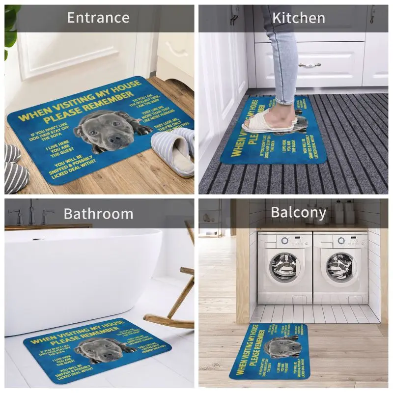 Please Remember Staffordshire Bull Terrier House Rules Doormat Mat Anti-Slip Kitchen Bath Living Room Entrance Rug Carpet images - 6