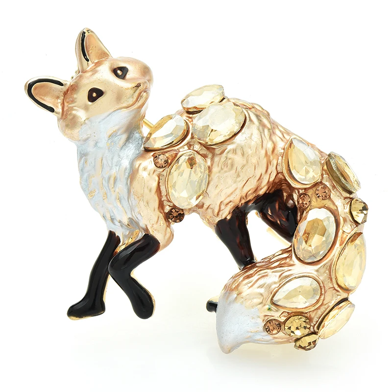 

Wuli&baby Crystal Fox Brooches For Women Unisex Lovely Enamel 4-color Animal Party Casual Brooch Pins Gifts