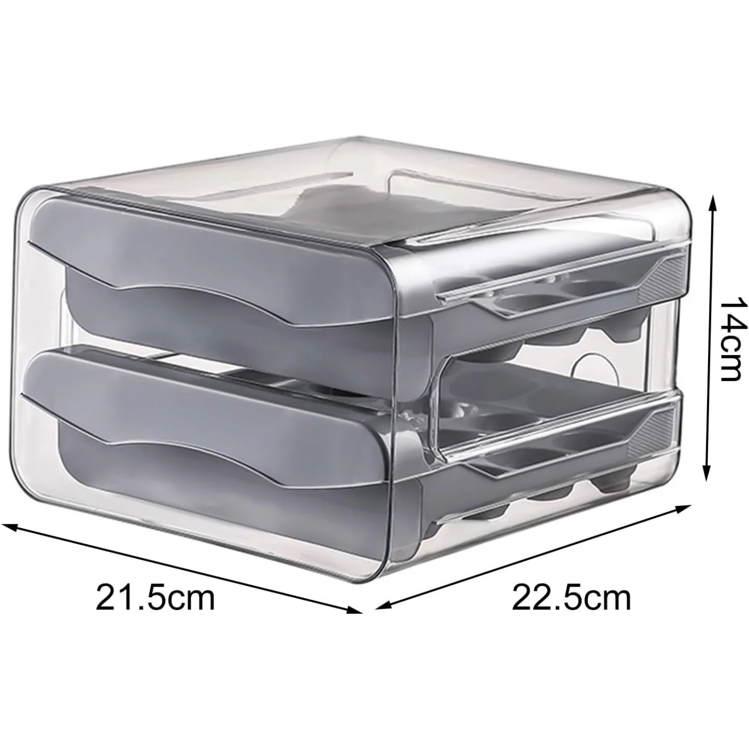 Egg Case Refrigerator Organizer Double Layers Transparent 32 Grids Large Capacity Food Grade Pull Out Drawer Type Stable Stac