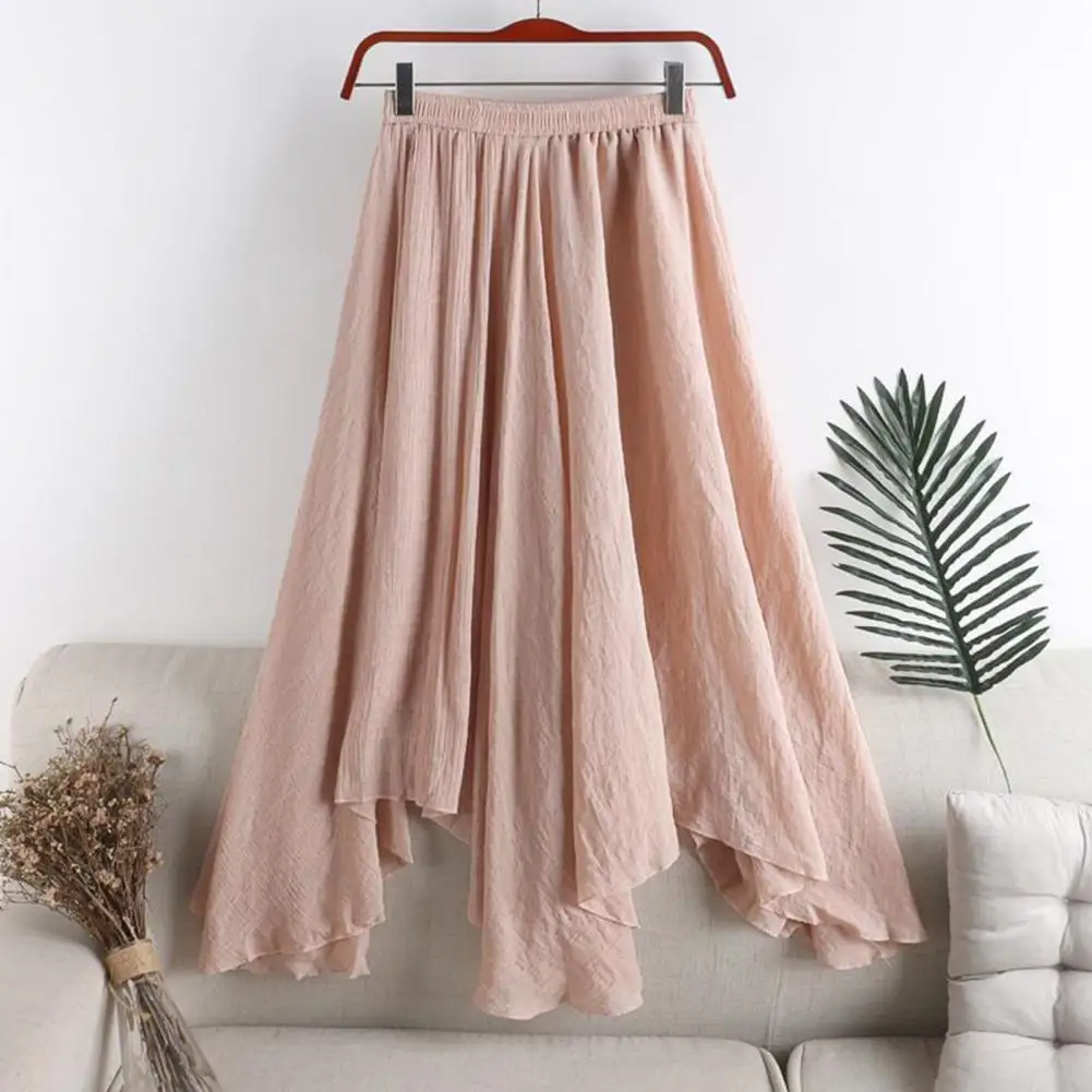 

Summer Skirt Pleated Women Maxi Skirt Elastic Waist Big Swing Summer Skirt