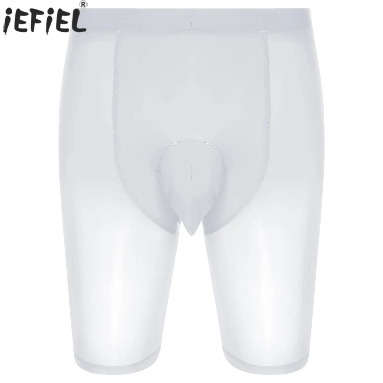 

Mens Bulge Pouch Crotchless Shorts Underwear Stretchy See-Through Boxer Brief Glossy Thin Sexy Bottoms Underpants